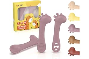 akolik PreCucharas Para Bebes, 3 Piezas de Cuchara Bebe Aprendizaje Cuchara Baby, Munchkin Cubiertos Infantiles Jirafas Mordedor para bebés y niños pequeños a partir de 4 meses (Combinación rosa)