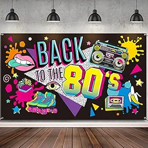 80's Party Decorations Back to The 80's Banner 80's Backdrop Background Decoration for Photography Background 80's Party Supplies, 73 x 43 x 0.04 Inch