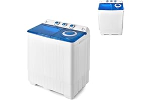 HOMFME Twin Tub Washing Machine, 8.5 KG Total Capacity Compact Washer and Spin Dryer Combo with 3 Modes, Timer and Drain Pump, Portable Mini Laundry Washer for Home Dorm Camping RVs (Blue)