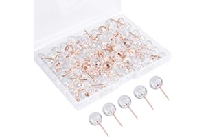 Fodlon wsuwane piny, 100 szt. przypinki do rysowania przejrzyste szpilki do mapy ogłoszeń na kciuki korkowe szpilki do deski korkowej mapy świata przypinka tablica do sypialni korkowa tablica ogłoszeniowa, różowe złoto