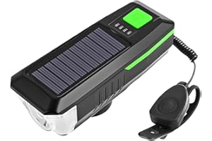 JackRuler Éclairage de vélo, LED Étanche3 Modes de Luminosité, Lumières de Sécurité Rechargeables USB et Charge Solaire, Nuit Lampe de Sécurité, pour Cyclysme VTT, VTC, Bicyclette etc