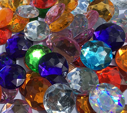 100 Stück 16mm große glitzernde bunte Runde Steinchen Bunte Mischung Deko Strass Steine zum Bekleben Strasssteine eckige Acrylsteine Opaleffekt Regenbogeneffekt Laser Optik Regenbogensteine transparent klar kristall basteln Gltzersteine Schmucksteine Strass Steine zum Verzieren Dekorieren von CRYSTAL KING - 2