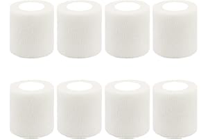 BQTQ 8 Rolls Cohesive Bandage 2 Inch Self Adherent Sport Wrap Tape Stretch Bandage Wrap Athletic Tape for Human and Animals Ankle Sprains Swelling, White