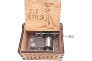Youtang Caja de música de Pantera Rosa con manivela Hecha a Mano, Caja Musical Tallada de Madera, Regalo Musical, Tema de Play Pink Panther, Madera, marrón, marrón