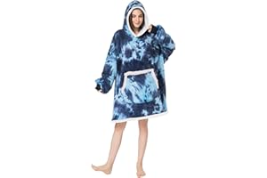 LLTTEER Sweat Plaid à Capuche Surdimensionné de Noël,Pull Polaire Femme, Sweat à Capuche Confortable Super Doux avec Poche géante,Sweat à Capuche géant Confortable pour Adultes