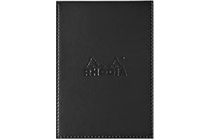 Rhodia 118129C Notatnik N°12 (z ochronną okładką imitującą skórę, 9,5 cm x 13 cm, papier premium wove 80g, kość słoniowa, 80 kartek, w kratkę) 1 zestaw, czarny