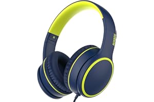RORSOU R10 Cuffie over-ear con microfono, stereo, pieghevoli e leggere, con bassi potenti e cavo anti-groviglio da 1,5 m, portatili con cavo per smartphone, tablet, computer, MP3/4