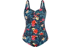 Hanna Nikole Women's Plus Size One Piece Swimsuit Tummy Control Swimwear Swimsuit V-Neck Ruched Monokinis