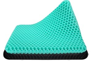 inaepeak Gel Seat Cushion for Long Sitting, Breathable Honeycomb Cushion with Non-Slip Mesh Cover, Cool Gel Cushion for Pressure Relief, for Office Chair/Car Chair/Wheelchair (42 x 37 x 3 cm, Green)