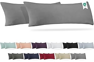 BARBONS Housse pour Coussin Latéral 40x145 Lot de 2 – 165 g/m² Certifié Oeko-TEX 100% Coton Jersey, Taies Douces avec Fermeture Éclair (40x145-Gris)