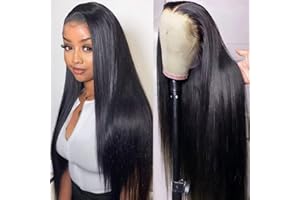 MUABY 13x4 Straight Lace Frontal Human Hair Wigs For Black Women 13x4 Parrucca Donna Capelli Veri Umani Parrucca Capelli Umani Lace Front Wigs Colore Nero Naturale 20 Pollici