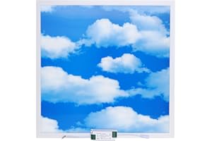 LECOM – Pannelli LED 62 x 62, 3D-SKY, 3d immagine cielo blu con nuvole bianche, lampada LED, ufficio, pratica (classe energetica A+) certificata da CE, RoHS