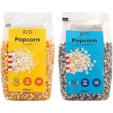Grocer Planet - Mix Italian Corn for Popcorn (800g) - 2 x 400g | Made in Italy | Classic Yellow Corn + Blue Diamond Corn | No