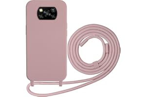 Beajew Silikon Handyhülle für Xiaomi Poco X3 NFC/Poco X3/Poco X3 Pro Hülle, Verstellbarer Halskette Handyhülle abnehmbar Necklace Hülle, Handyhülle für zum Umhängen mit Schnur Case, Sand Pink