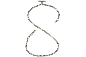 ManChDa Pocket Watch Albert Vest Chain with T Bar & Lobster Clasps, Watch Chain Curb Link Chain & Pocket Watch Stand（Bronze）