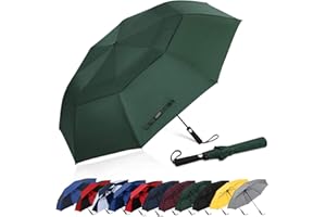 G4Free 62 Inch Paraguas de Golf Portátil Abierto Automático Paraguas de Viaje Compacto A Prueba de Viento Paraguas Deportivos de Doble Techo Ventilados de Gran Tamaño