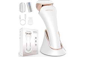 ‎PRITECH Elektrischer Rasierer für Frauen, Damenrasierer, Bikini-Trimmer, Körperhaarentfernung für Beine und Achselhöhlen, schmerzlos, kabellos, wiederaufladbar, nass und trocken, goldfarben und weiß