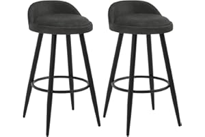 WOLTU Bar Stools Set of 2, Breakfast Barstools, Kitchen Island Counter Stools with Low Back and Footrest, Faux Leather, Anthracite