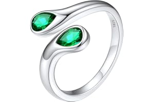 Silvora Adjustable Sterling Silver Open Ring for Women, Cubic Zirconia Birthstone Thumb Rings