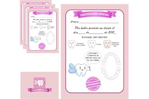 MFS MYFUTURSHOP Myfuturshop® Carta HADA DE LOS DIENTES Certificado de diente limpio 10 Unidades. Regalo original para niño y niña. (ROSA)