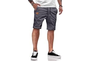 JMIERR Kurze Hosen Herren Sommer Shorts Herren Chino Baumwolle Elastische Taille mit Taschen S-3XL