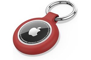 Oumida Funda AirTag, Llavero Apple Airtag, Fundas Protectora Apple AirTags Portátil de Silicona, Carcasa Impermeable Completamente Cerrada, Estuche para Rastreador Antipérdida (Rojo)