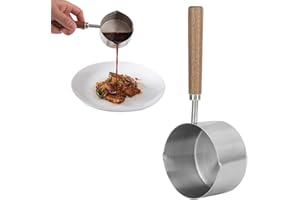 Tissting Pot à Lait 200ml Mini Casserole Chauffe-lait à Induction 304 Inox Chocolat Huile Beurre Pot à fondre Graduation et 2 Becs Verseurs, Ø 8cm Mini Casserole Poêle Chauffante pour la Cuisine