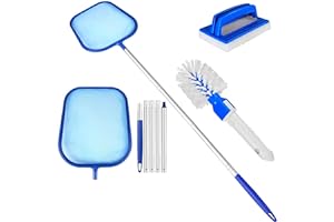 LATERN Kit de Limpieza para Bañeras de Hidromasaje, 150CM Skimmer de Malla Fina para Piscina con Barra Telescópica de Aluminio de 5 Secciones, Cepillo de Almohadilla y Cepillo de Limpieza para SPA