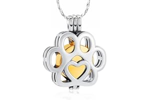 AIWENXI Pet Ashes Necklace Cremation Jewellery for Cat Dog Ashes Pendant Inside Mini Case Paw Print Urn Necklace for Women Men Keepsake Memorial Jewelry for Ashea Locket