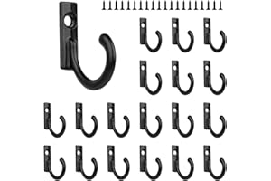 UKOFEW 20 Pièces Crochet de Manteau，Noir Crochets Muraux，Rétro Patère Porte Manteau Mural Vis de Montage Crochet de Porte Métal pour la maison pour Porte-Manteau Salle de Bain Cuisine