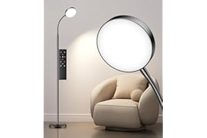 ‎EHAHO Ehaho 12W Tageslichtlampe Stehlampe Schwarz | Dimmbar Stehlampe Wohnzimmer | Warmweiss Neutralweiss Kaltweiss | Stehlampe Leselampe mit Fernbedienung für Schlafzimmer, Wohnzimmer, Büro