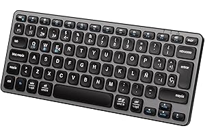 iClever DK02 Teclado Bluetooth para Mac - Español Teclado Inalámbrico QWERTY Cambia Entre 3 Dispositivos con Multi Device para MacBook Pro/Air, iMac, iOS, PC, Android