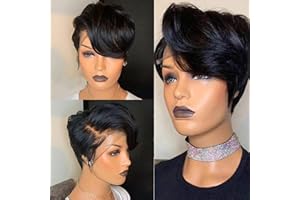 13x6 Pixie Cut Bob Perruques Msgem 6 pouces Court T Partie Lace Front Bob Perruques Cheveux Humains Pré Pincées Avec Des Cheveux De Bébé Délié Naturel 150% Densité