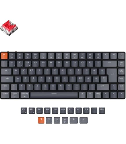 Keychron K3 Ultra-Slim 75% ISO UK Layout RGB Backlit Wireless Bluetooth/Wired USB Mechanical Keyboard, 84 Keys Hot Swappable Low-Profile Optical Red Switch Keyboard for Mac Windows Version 2