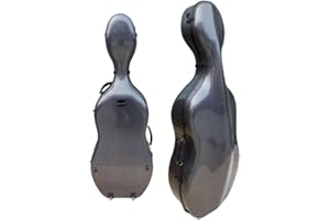 WUQIMUSC Lightweight Carbon Fiber Cello Case 4/4 Full Size, Hard Shell with Wheels, Backpack Straps & Padded Handles, 3.8kg, Durable Stylish Design for Musicians (Black)