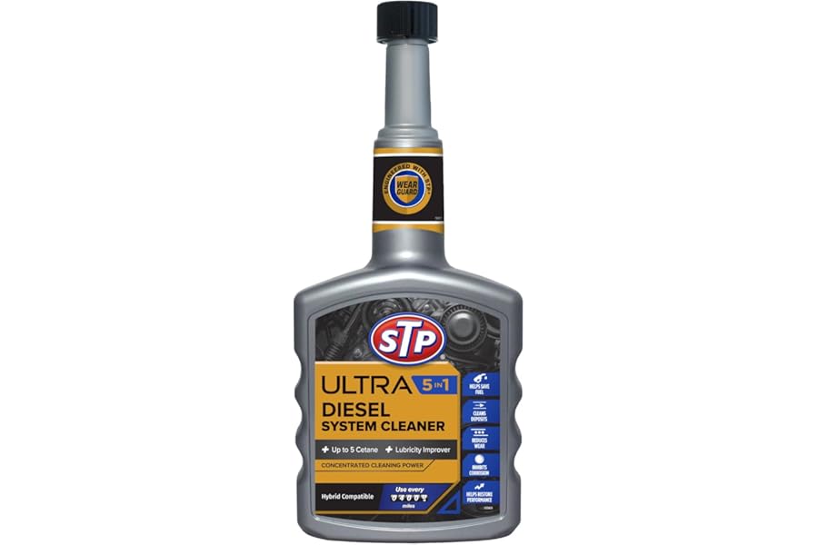 STP Ultra 5 in 1 Diesel Fuel System Cleaner 400ml , Restores Power and Protects your Engine, Enhances Fuel Economy, Mechanical Car Cleaning Products, Concentrated Cleaning Formula, Made in the UK
