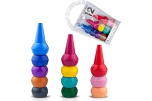 Rseuphiee 12 Farben Kleinkinder Wachsmalstifte, Finger Buntstifte sicher und ungiftig, Montessori Spielzeug, Farbenfrohe Malzeit, perfekt für Graffiti, DIY-Projekte und kreative Stunden