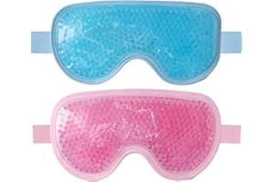 AOMHREK Pack of 2 Eye Mask Cooling, Cold Warm Compress Eye Mask, Gel Eye Mask, Reusable Cooling Eye Mask for Facilitating Dark Circles and Eye Fatigue (Blue, Pink)