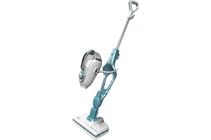 BLACK+DECKER Balai Vapeur Filaire 1300W 12 Accessoires, Blanc/Bleu Ciel, FSMH1321JSM-QS