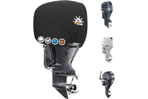 Zettum Outboard Engine Cover Fit for Engine 50-115 HP, 600D PU Half Boat Engine Cover Waterproof & Heavy Duty, Fade-Resistant Outboard Motor Propeller Cover, Black