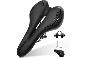 Homoto Sillín Bicicleta Cómodo con Gel, Sillín MTB Alivio Hueco para Hombres y Mujeres, Accesorios Mountain Bike y Bicicleta de Carretera