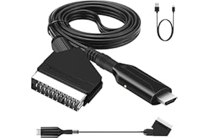 HERBYD All in One - Cavo convertitore da scart a HDMI, adattatore da SCART a HDMI, convertitore audio HD con cavo di ingresso SCART e porta di uscita HDMI per HDTV STB VHS VCR PS3 Sky DVD Blu ray