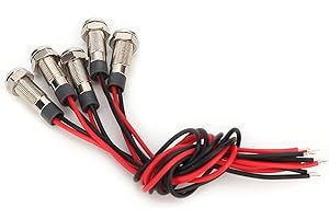 GAROSA LED Indicator Light, 5Pcs/Set 5 Colors of Light 6mm LED Indicator Light IP66 Waterproof Metal Indicator LED Power Indicator Warning Light with Wire(DC 12-24V)