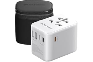 MSTJRY Adaptateur Voyage USB C PD 30W Charge Rapide, Adaptateur de Prise dans le Monde Entier Double Fusibles 10A Protection Contre les Surtensions Adaptateur Voyage Universel Tout-en-Un - EU UK US AU Plugs