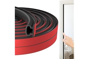 Jobon Joint Porte Fenetre Isolation et Phonique, Autocollant Joint Porte Entree Forme D, Joint Caoutchouc Porte Adhesif, Joint de Porte D'entrée, Bande Etancheite Porte Fenêtre (10M, Noir)