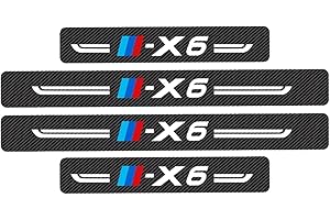 Symilov 4 Piezas Molduras de Umbral de Puerta Coche Fibra Carbono, para B-MW X6 Protector de Pedal de Umbral de Puerta, Pegatina de ProteccióN Cubierta de Umbral,Black