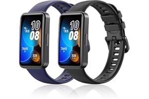 KeeFos [2 Stück Armband Kompatibel mit Huawei Band 8, Silikon Ersatzarmband Herren Damen Silikonarmband Kompatibel mit Huawei Band 8 - Schwarz+Blau