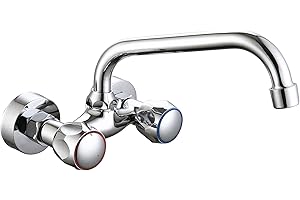 DP GRIFERIA DP Grifería BC150 Batería de Pared para Fregadero Sauco (15 cm), Plateado