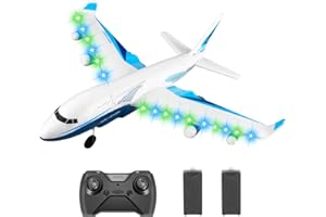 4DRC Avión teledirigido G2 para niños, niños y adultos, avión teledirigido para principiantes, con acrobacias de una tecla y luces LED, listo para usar para niños, incluye 2 baterías