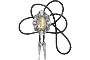 STARBRILLIANT Corbata De Vaquero Vintage Occidental Con Inicial Dorada De La A a La Z Con Diseño Retro Europeo Negro